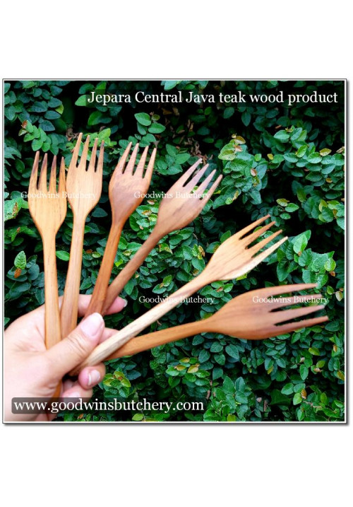 Jepara teakwood WOODEN FORK garpu kayu jati 18x2.5cm